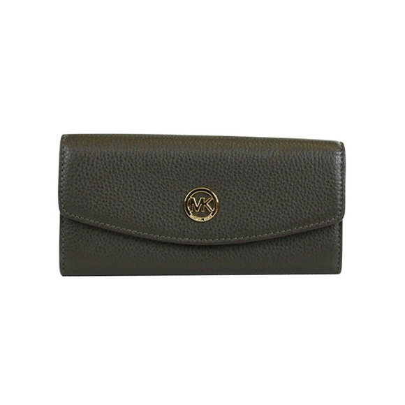 NEW Michael Kors Fulton Leather Slim Flap Wallet D